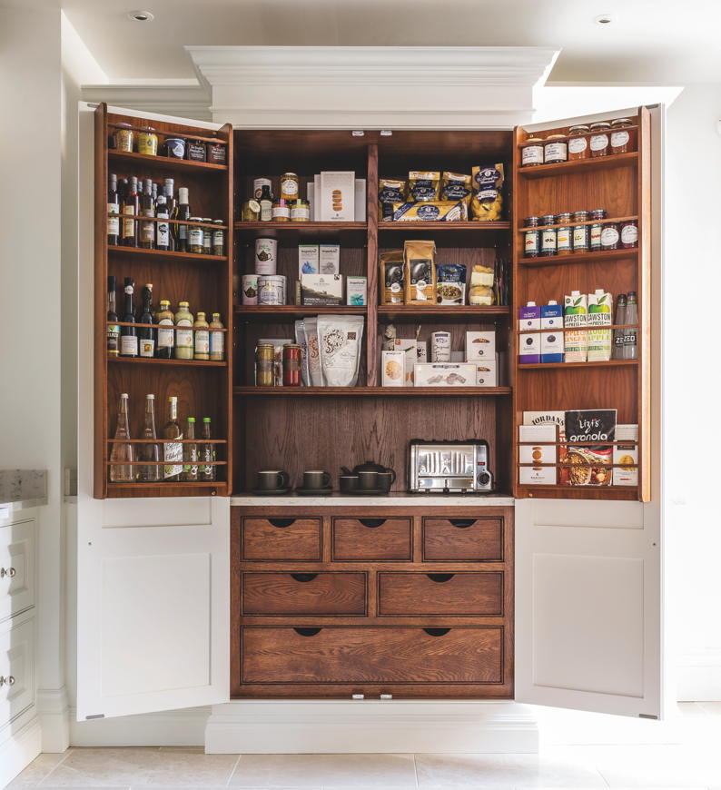 'Devine' handpainted pantry with custom made, dark oak interiors - The ...